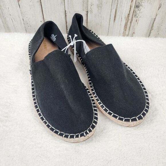 Old Navy Black Linen Espadrille Flats Size 9 - Picture 1 of 7